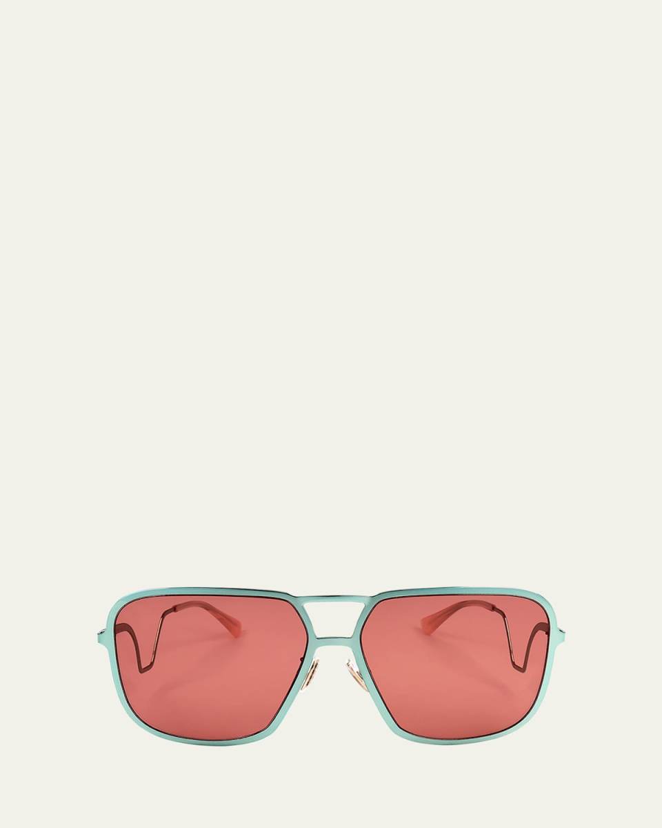 Geometric Metal Aviator Sunglasses